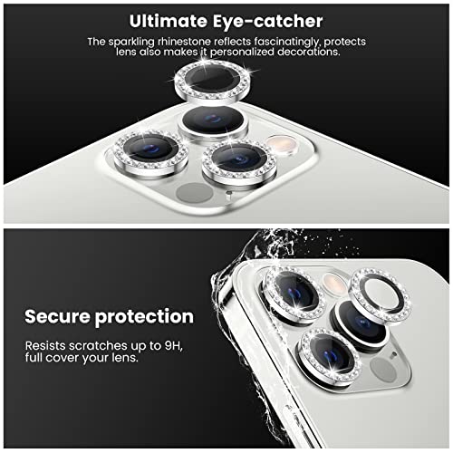 Tensea Bling Camera Lens Protector for iPhone 14 Pro/iPhone 14 Pro Max - color: B-Silver Diamond