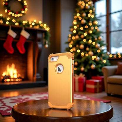 IDweel for iPhone 8 Case with Screen Protector(Tempered Glass),for iPhone 7 Case, 3 in 1 Shockproof Hybrid Heavy Duty Hard PC Cover Soft Silicone Sturdy Bumper Full Body Sturdy Case,Sundial Yellow - color: Sundial Yellow