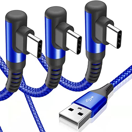USB to USB C Cable Right Angle [3-Pack 3.3ft 6.6ft 10ft] 3.1A Fast Charging - color: blue, size: 3.3ft+6.6ft+10ft