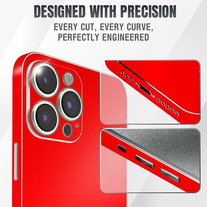 2Pcs Skin Wrap Compatible for iPhone 15 Pro – Slim Decal Vinyl Protective Film for Sides & Back – Sleek Fit, Premium Look – Compatible with All iPhone 15 Pro Cases - Red - color: Red