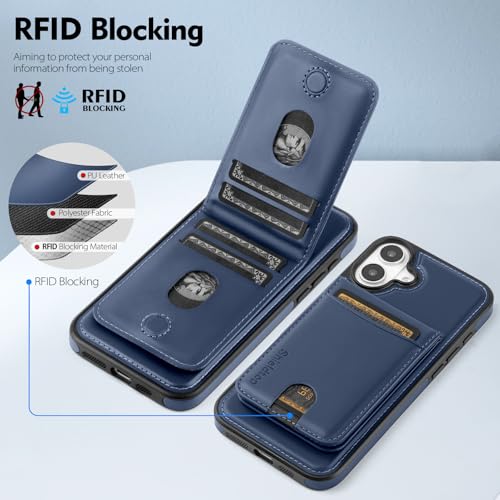 Shieldtop Compatible with MagSafe iPhone 16 Plus Wallet Case,Blue | 2 in 1 Detachable Magnetic,Credit Card Holder Slots,RFID Blocking,PU Leather,Kickstand,Flip Folio Phone Cover for Men & Women - color: Blue, size: iPhone 16 Plus 6.7"
