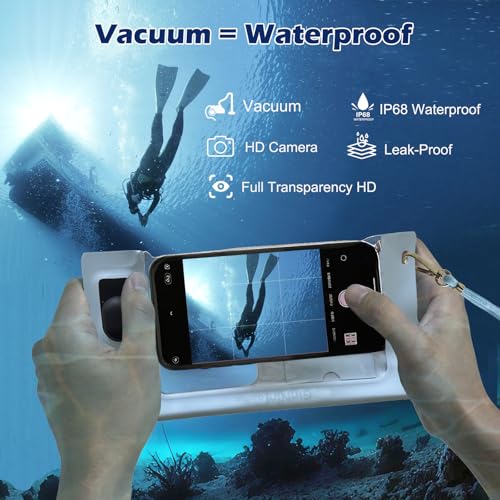 IPX8 Waterproof Phone Case Vacuum Sealed Dry Bag Blue | Bubble-free vacuum seal ensures HD photos & zero touch lag. IP68 waterproof protection for up to 7" iPhones & Samsung. - color: Blue, size: 1Pack