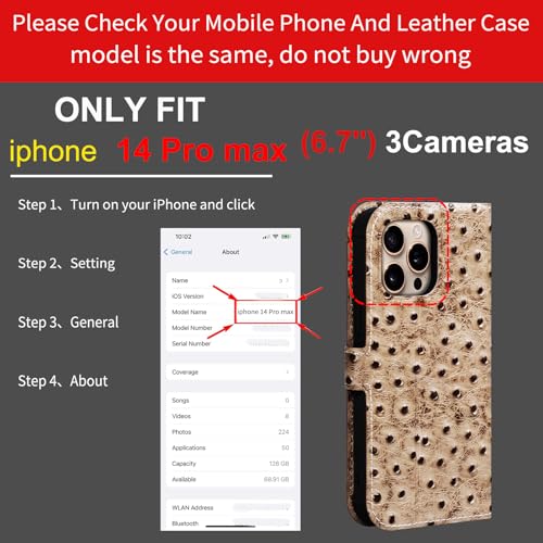 Leather Case Compatible with iPhone 14 Pro Max Wallet 6.7" | Genuine Leather 2-in-1 Magnetic Detachable Shockproof,Flip Folio Cover with Card Slot,Wireless Charging RFID Blocking White - color: Creamy white, size: 6.7"-14 Pro Max