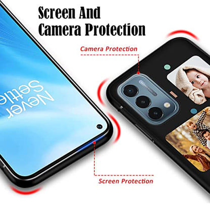 Custom Phone Case for OnePlus Nord N200 5G Multi-Photo Collage Name, Customized Personalized Phone Cover Anti-Scratch Soft Protective TPU Black Thin Cases 6.49-inch - color: Black 05 - Dot, 3 Photos Text