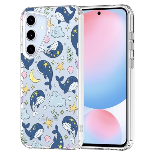 MOSNOVO for Samsung Galaxy S24 FE Case, Shockproof Military-Grade Protection 6.6ft Drop Tested, Clear Phone Case for Galaxy S24 FE, Moonlit Whales Design - color: Clear - Moonlit Whales, size: Samsung Galaxy S24 FE
