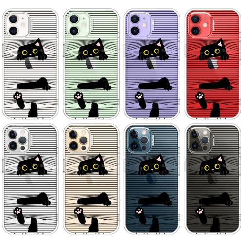 MOSNOVO Case for iPhone 12 & iPhone 12 Pro, [Buffertech 6.6ft Military-Grade Drop Protection] [Anti Peel Off Tech] Clear TPU Bumper Phone Case Cover Design - Hidden Black Cat - color: Clear - Hidden Black Cat, size: iPhone 12 / iPhone 12 Pro