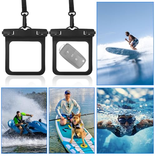 2 Pack Small Waterproof Pouch, Submersible Wallet for Swimming | Waterproof Key Fob Case Floating Keys Holder Pouch Holder for ID Badge Credit Card Money Coins License Water Surfing