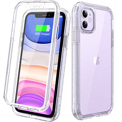 Diaclara Compatible with iPhone 11 Case, Full Body Rugged with Built-in Touch Sensitive Anti-Scratch Screen Protector, Soft TPU Bumper Case Clear Compatible with iPhone 11 6.1" (Clear Glitter) - color: Clear Glitter, size: iPhone 11