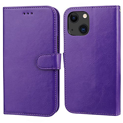 Bocasal Detachable Wallet Case Card Holder for iPhone 13, Purple | RFID Blocking Kickstand Card Slots Holder PU Leather Magnetic Shockproof Wrist Strap Removable Flip Protective Cover 6.1 inch - color: Purple