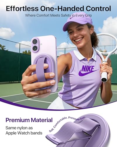 andobil [2026 Woven Comfort] Magnetic Phone Grip for MagSafe w/Finger Strap - color: Purple