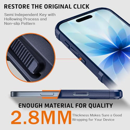 Rugged Shield Case for iPhone 17 (6.3"), 8ft Military Drop Proof, Wear Resistant Tactical Cover, Navy Blue - color: Navy Blue, size: iPhone 17
