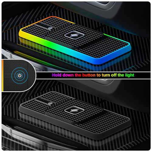 Wireless Charger Car Charging Pad,POLMXS 15W Wireless Phone Charger,RGB Cell Phone Cordless Charging Mat Compatible with iPhone 16/15/14/13/12 Galaxy S23 S22 S21 Note10(k1)