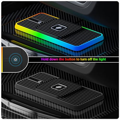 Wireless Charger Car Charging Pad,POLMXS 15W Wireless Phone Charger,RGB Cell Phone Cordless Charging Mat Compatible with iPhone 16/15/14/13/12 Galaxy S23 S22 S21 Note10(k1)