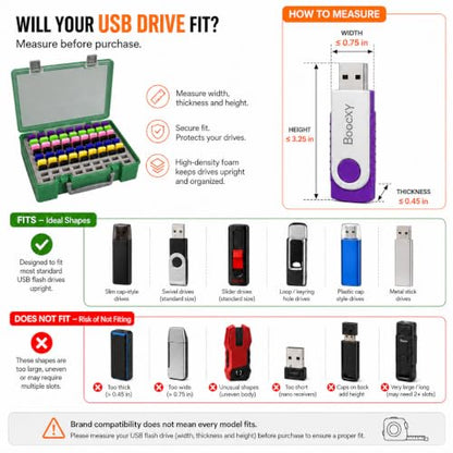 FULLCASE USB Flash Drive Case for SanDisk,for Samsung,for PNY,104-Slot - color: Green