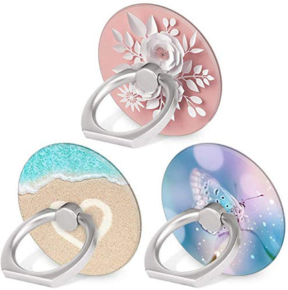 Bonoma Phone Ring Holder,3-Pack Beach Flowers Butterfly - color: Beach Flowers Butterfly
