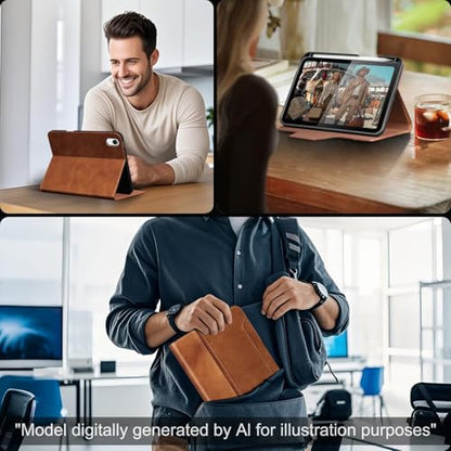 Gexmil Leather Case for iPad mini 7 A17 Pro/iPad mini 6 Gen 8.3 Inch - color: Vegetable Tanned Brown
