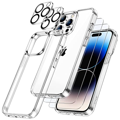 JETech 5 in 1 Case for iPhone 14 Pro Max, Anti-Yellowing, Clear