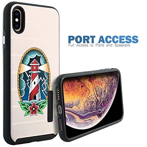 CasesOnDeck Case Compatible with [Apple iPhone X | iPhone Xs][Grip Tactical] iPhone Xs Hybrid Bump and Drop Protection Case Slim Fit Dual Layer Cover (Watch Tower) - color: Watch Tower