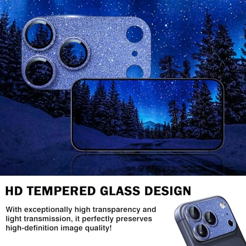 Camera Lens Protector for iPhone 17 Pro Max, Bling Glitter Women - color: Sparkly Blue