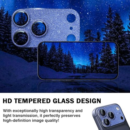 Camera Lens Protector for iPhone 17 Pro Max, Bling Glitter Women - color: Sparkly Blue
