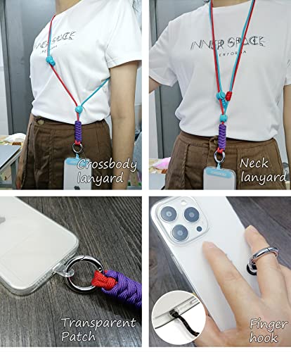 Phone Lanyard Crossbody, Anti Theft Phone Strap Adjustable Neck - color: Bue Red