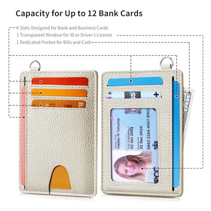 Mayski Slim Wallet, Credit Card Holder for Women, Minimalist Front Pocket RFID Blocking Card Cases, Small Wallet Women Men(Litchi Beige) - color: Litchi Beige