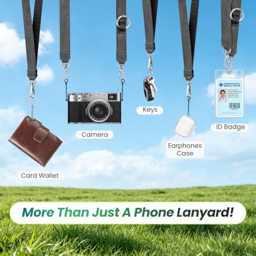 takyu Multifunctional Phone Lanyard, 3 in 1 Cell Phone Detachable Adjustable Crossbody Strap & Neck Lanyard & Wrist Lanyard with 2x Tether Tab for Most Smartphones, Outdoor Travel Essential Black - color: Blackx1