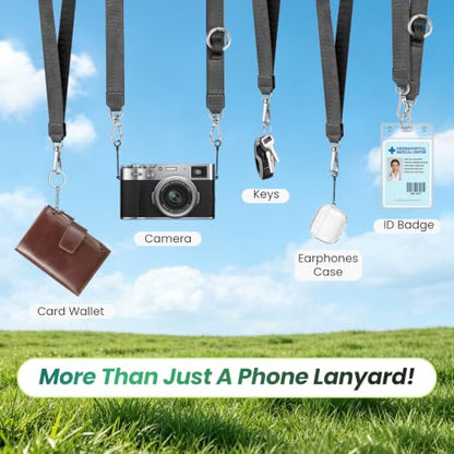 takyu Multifunctional Phone Lanyard, 3 in 1 Cell Phone Detachable Adjustable Crossbody Strap & Neck Lanyard & Wrist Lanyard with 2x Tether Tab for Most Smartphones, Outdoor Travel Essential Black - color: Blackx1