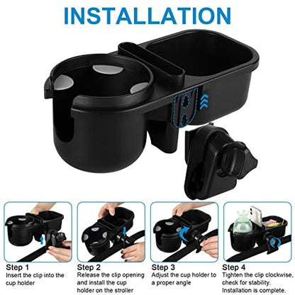 Accmor Stroller Cup Holder, Drinks Holder Bike Walker Wheelchair - color: Tray Phone Holder-Black