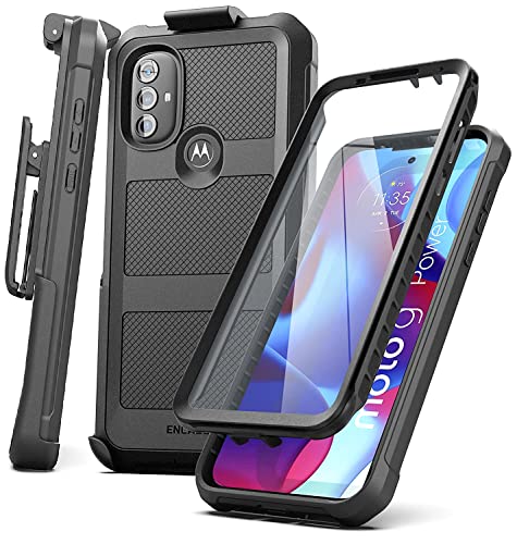 Encased Falcon Armor for Moto G Power 2022 Case with Belt Clip Holster and Built-in Screen Protector (Black) - size: 2022