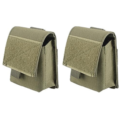 TRIWONDER Tactical Cigarette Pouch Molle Small Military Bag Battery Cigarette Case EDC Utility Card Holder Lighter Slot Mini Cigar Waist Pack - color: 01 Green - 2 Pack