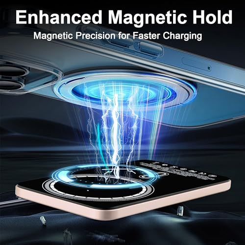 Magnetic Portable Charger 5000mAh, 15W Ultra Slim Wireless Portable Charger, Fast Charging for iPhone 16/15/14/13/12 Pro/Pro Max/Plus, Metal Shell, USB-C Cable to Charge Other Phones (Gold) - color: Gold