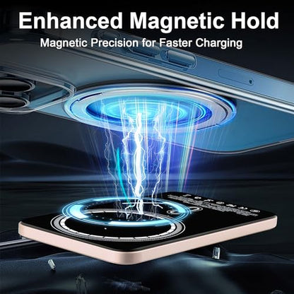 Magnetic Portable Charger 5000mAh, 15W Ultra Slim Wireless Portable Charger, Fast Charging for iPhone 16/15/14/13/12 Pro/Pro Max/Plus, Metal Shell, USB-C Cable to Charge Other Phones (Gold) - color: Gold