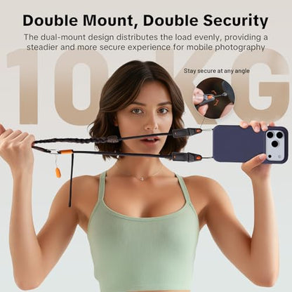 PGYTECH LinkGo Phone Strap, Quick Release Crossbody Lanyard & Lens Cloth - color: Dual Mount-mint Green