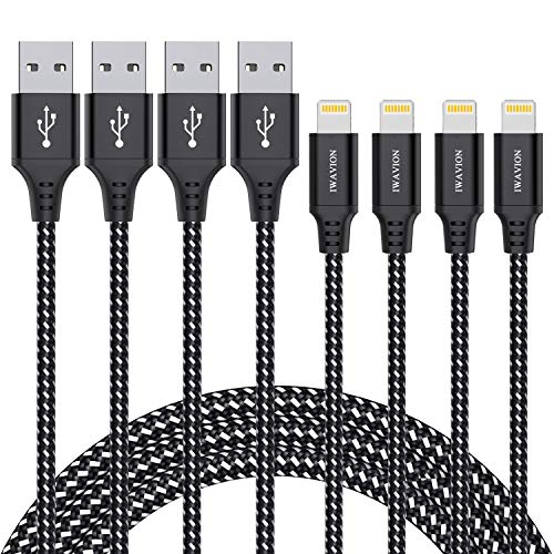 iPhone Charger Cable, 4pack 3ft/1m Lightning Cable Nylon Braided MFi Certified iPhone Cable USB Sync Cord Fast iPhone Charging Cable for iPhone Xs Max X XR 8 7 6s 6 Plus SE 5, iPad mini/Air