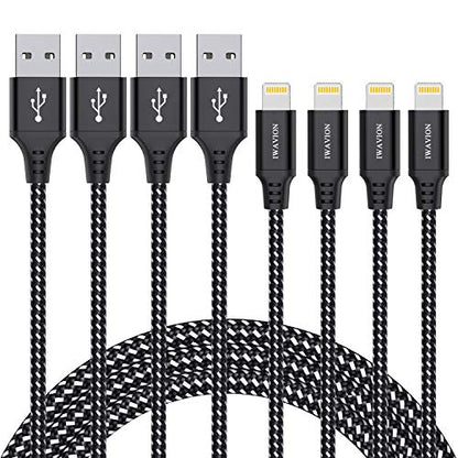 iPhone Charger Cable, 4pack 3ft/1m Lightning Cable Nylon Braided MFi Certified iPhone Cable USB Sync Cord Fast iPhone Charging Cable for iPhone Xs Max X XR 8 7 6s 6 Plus SE 5, iPad mini/Air