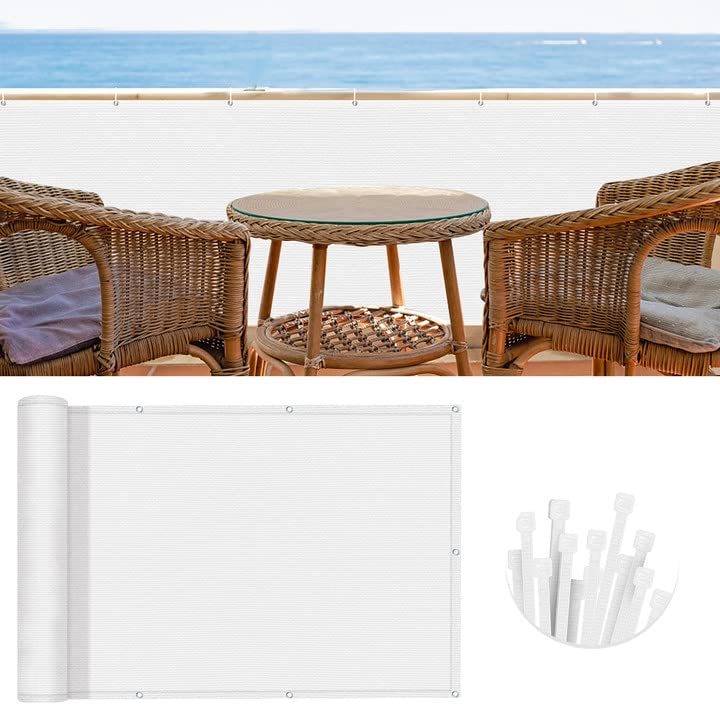 SUNNY GUARD 3' x 10' Balcony Privacy Screen, HDPE Patio Railing Cover Fence - color: White, size: 0 3' x 1 0'