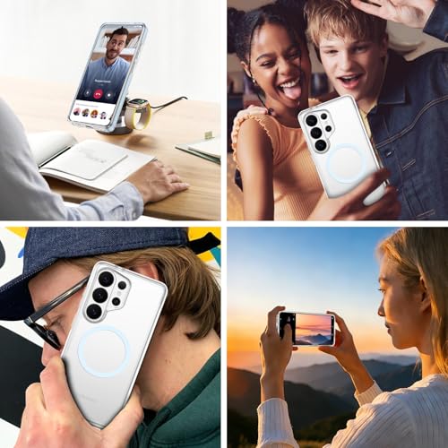 VENINGO for Samsung Galaxy S26 Ultra Case Magnetic, [Built-in TPU Cushion] Clear Case,14FT Military Grade Drop Protection, Magnetic Ultra-Slim Shockproof Cover,Clear/Blue - color: Blue