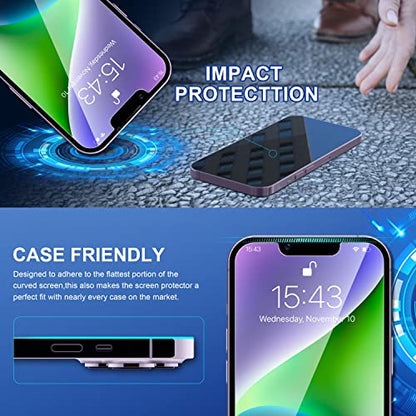 ImpactStrong Shatterproof Tempered Glass Screen Protector for iPhone 14 [Easy Installation Frame] [Bubble Free] [9H Hardness] [Full Coverage] Case Friendly, 6.1 Inch - (3-Pack) - size: iPhone 14