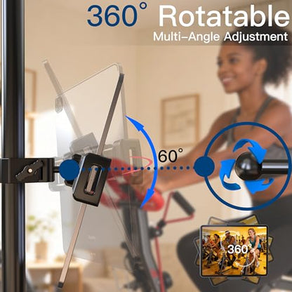 Spin Bike Tablet Holder Super Crab Handlebar Climp Mount for Gym,Treadmill,Stroller,Handlebar,Shopping Cart,Golf Cart Compitable with 4.7~12.9" iPad Switch iPhone e-Reader