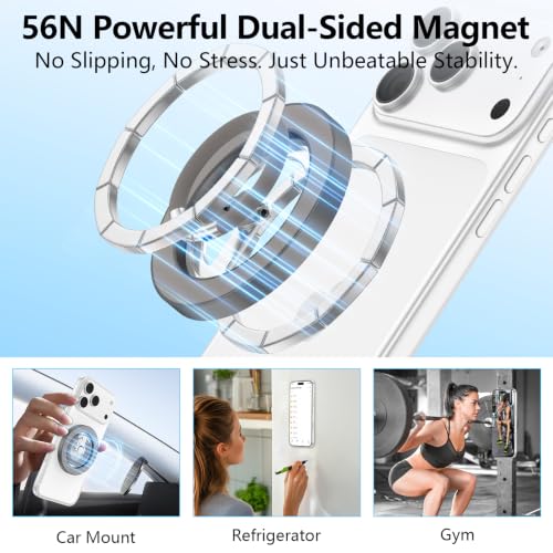 Magnetic Phone Ring Holder for MagSafe,360° Rotation Cell Phone Grip Stand - color: Gray