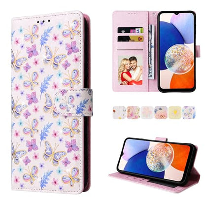 UEEBAI Wallet Case for Samsung Galaxy A35 5G, PU Leather Phone Case Kickstand RFID Blocking Flip Case Card Slots Wrist Strap Relief Engraved Pattern Magnetic Closure Folio Case - Butterfly - color: Butterfly