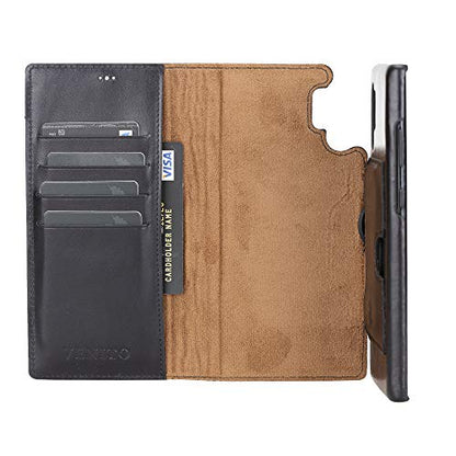 Venito Florence Leather Wallet Phone Case Compatible with Samsung Galaxy Note 10 Plus - Extra Secure with RFID Blocking - Detachable Phone Wallet (Rustic Black) - color: Rustic Black, size: Note10 Plus
