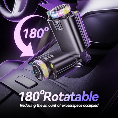 5 in 1 Retractable USB C Car Charger Fast Charge Aromatherapy Starry Sky - color: Drak Black