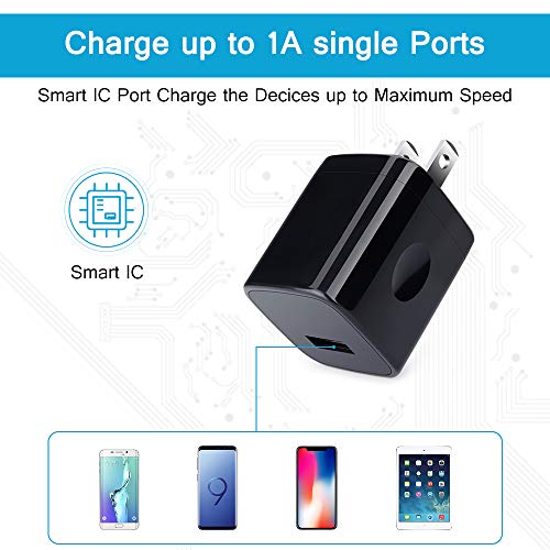 USB Charger Block,5V 1A Power Adapter Fast Charging Cube Box USB A Plug - color: Black