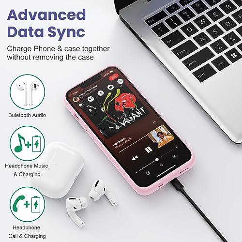 Battery Case for iPhone 14/13/13 Pro (6.1 Inch),Upgraded 7500mAh Ultra-Slim Portable Charging Case Rechargeable Protective Extended Battery Pack for iPhone 14/13/13 Pro Charger Cover-Pink - color: Pink