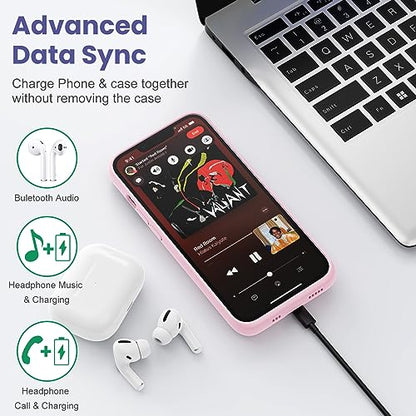 Battery Case for iPhone 14/13/13 Pro (6.1 Inch),Upgraded 7500mAh Ultra-Slim Portable Charging Case Rechargeable Protective Extended Battery Pack for iPhone 14/13/13 Pro Charger Cover-Pink - color: Pink