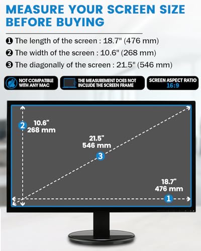 F FORITO 2-Pack 21.5 inch 16:9 Matte Anti Glare Computer Screen Cover, Anti Glare Eye Protection Film Compatible with All 21.5" Widescreen Monitors with 16:9 Aspect Ratio (18.7" W x 10.6" H) - size: 21.5 Inch (Diagonal) - 16:9 Aspect Ratio