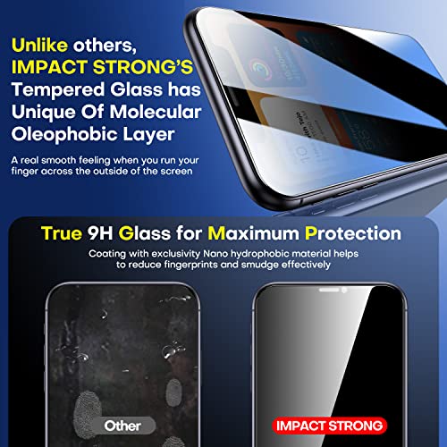 ImpactStrong Anti-Spy Privacy Screen Protector for iPhone 11 / iPhone XR (6.1-Inch), 9H Tempered Glass, Shatter-Resistant, Anti-Scratch, Easy Install Kit, Case Friendly, 2-Pack - size: iPhone 11/XR