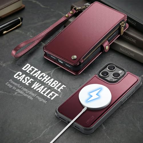 for iPhone 14 Pro Max - Phone Case Wallet Magnetic, Burgundy - color: Burgundy, size: iPhone 14 Pro Max